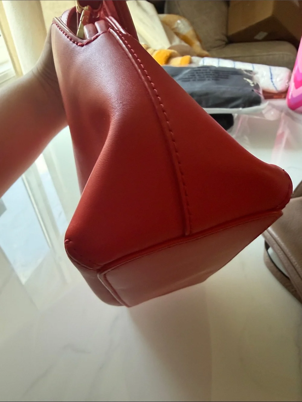 kate spade red crab-claw satchel